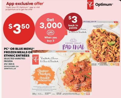 PC® OR BLUE MENU® FROZEN MEALS OR ETHNIC ENTRÉES from Valu-mart