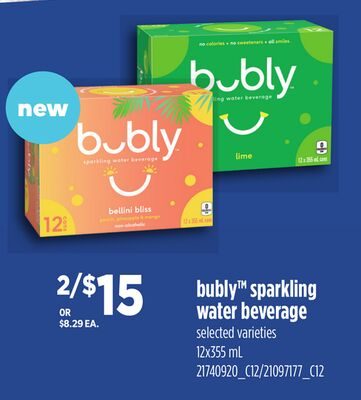 BUBLY™ SPARKLING WATER BEVERAGE, 12X355 ML from Loblaws
