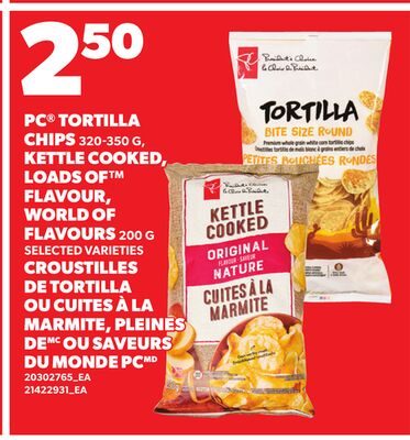 PC® TORTILLA CHIPS, , KETTLE COOKED, LOADS OF™ FLAVOUR, WORLD OF FLAVOURS from Your Independent Grocer