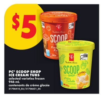 PC® SCOOP SHOP ICE CREAM TUBS from No Frills