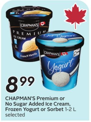 CHAPMAN'S Premium or No Sugar Added Ice Cream, Frozen Yogurt or Sorbet from Safeway