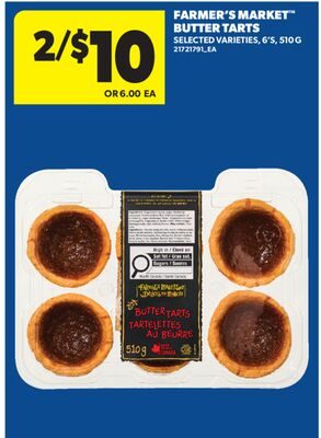 FARMER'S MARKET™ BUTTER TARTS, 6'S from Real Canadian Superstore
