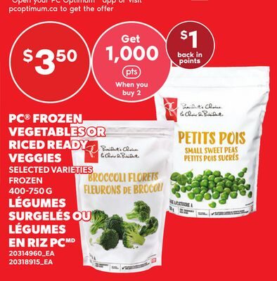 PC® FROZEN VEGETABLES OR RICED READY VEGGIES from Your Independent Grocer