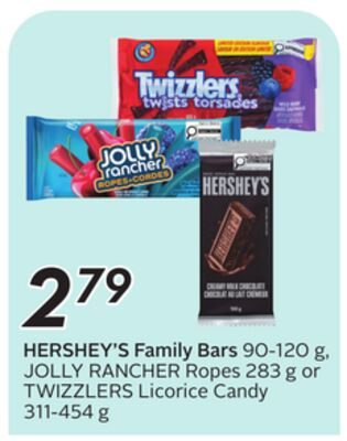 HERSHEY'S Family Bars , JOLLY RANCHER Ropes or TWIZZLERS Licorice Candy from Safeway