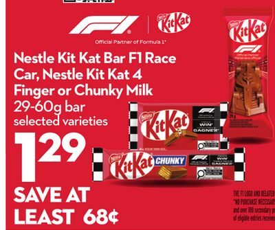 Nestle Kit Kat Bar F1 Race Car, Nestle Kit Kat 4 Finger or Chunky Milk from Longo's