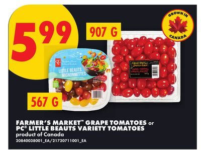 FARMER'S MARKET™ GRAPE TOMATOES, OR PC® LITTLE BEAUTS VARIETY TOMATOES from No Frills