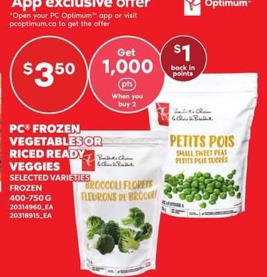PC® FROZEN VEGETABLES OR RICED READY VEGGIES from Your Independent Grocer