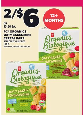 PC® ORGANICS OATY BAKES MINI CEREAL BARS from Loblaws City Market